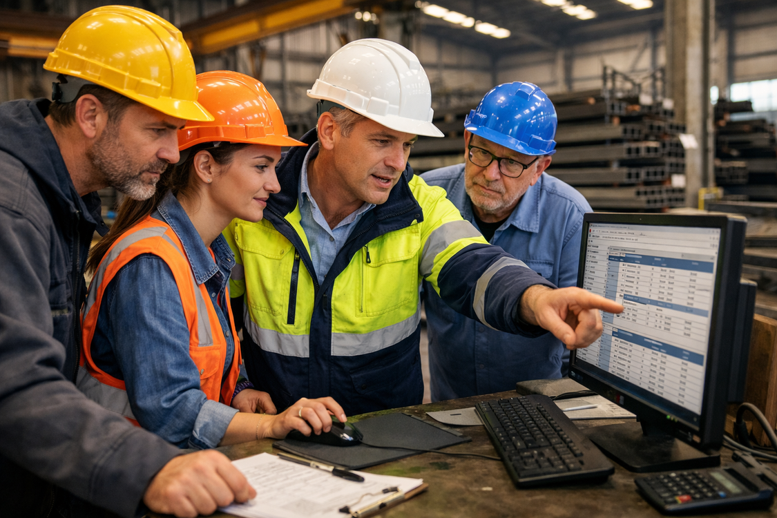 People Leading Decisions Using Pc In Steel Stockist-1